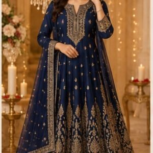 Myx Women Embroidered Cotton Kurta Pant Set with Organza Dupatta